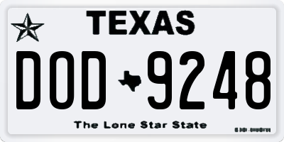 TX license plate DOD9248