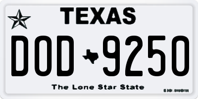 TX license plate DOD9250