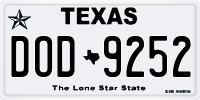 TX license plate DOD9252