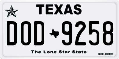 TX license plate DOD9258
