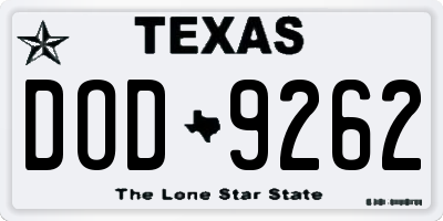 TX license plate DOD9262