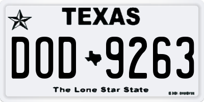 TX license plate DOD9263