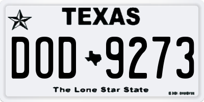 TX license plate DOD9273