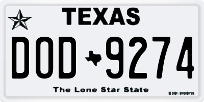 TX license plate DOD9274
