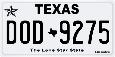 TX license plate DOD9275