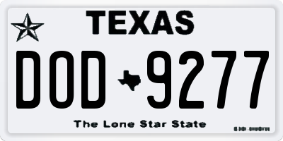 TX license plate DOD9277