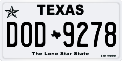 TX license plate DOD9278