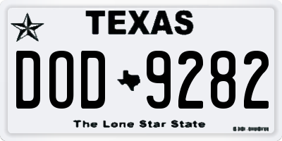 TX license plate DOD9282