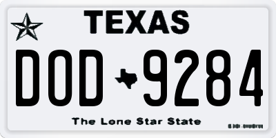 TX license plate DOD9284