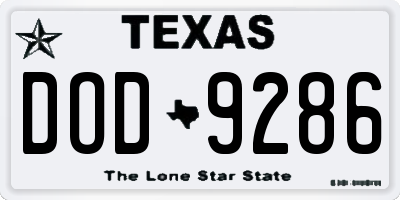 TX license plate DOD9286