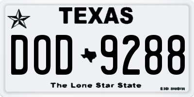 TX license plate DOD9288
