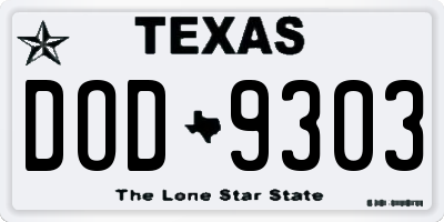 TX license plate DOD9303
