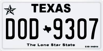 TX license plate DOD9307