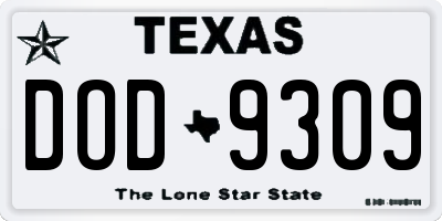 TX license plate DOD9309