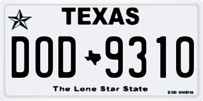 TX license plate DOD9310