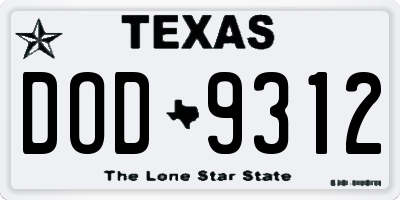TX license plate DOD9312