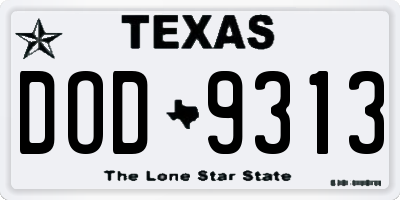TX license plate DOD9313