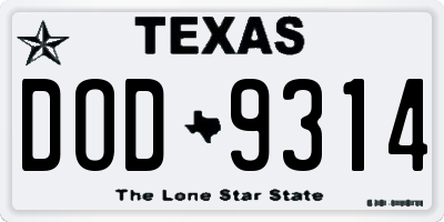 TX license plate DOD9314