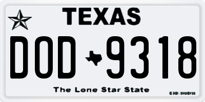 TX license plate DOD9318
