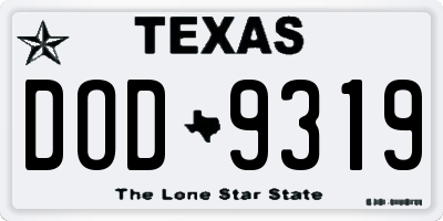 TX license plate DOD9319