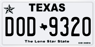 TX license plate DOD9320