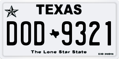 TX license plate DOD9321