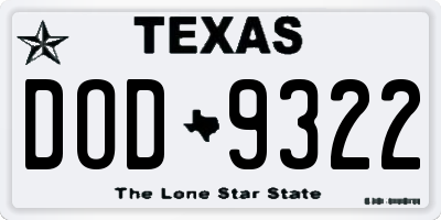 TX license plate DOD9322