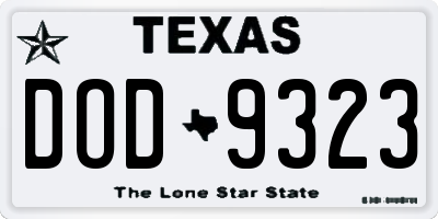 TX license plate DOD9323