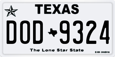 TX license plate DOD9324