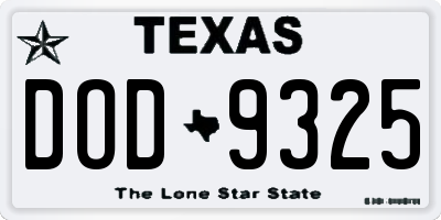 TX license plate DOD9325