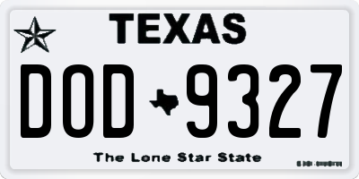 TX license plate DOD9327