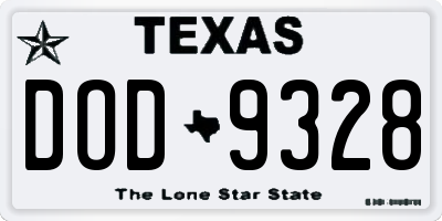 TX license plate DOD9328