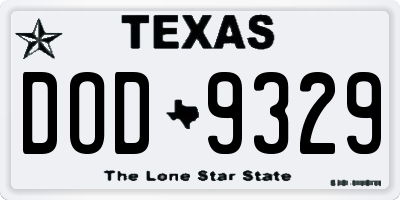 TX license plate DOD9329