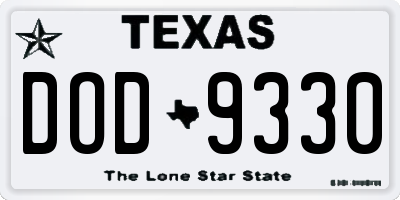 TX license plate DOD9330