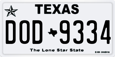 TX license plate DOD9334
