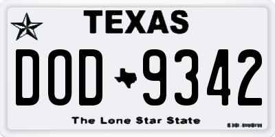TX license plate DOD9342