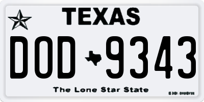 TX license plate DOD9343