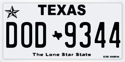 TX license plate DOD9344