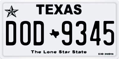 TX license plate DOD9345