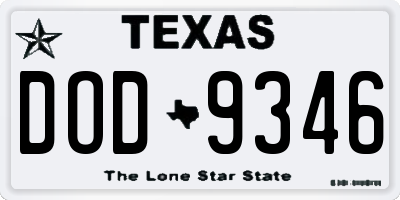 TX license plate DOD9346