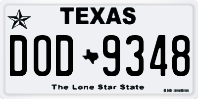 TX license plate DOD9348