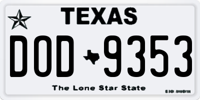 TX license plate DOD9353
