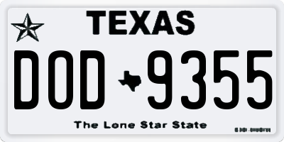 TX license plate DOD9355