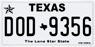 TX license plate DOD9356