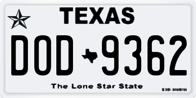 TX license plate DOD9362