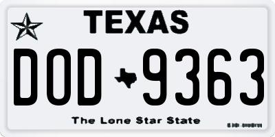 TX license plate DOD9363