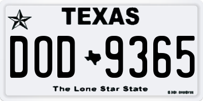 TX license plate DOD9365