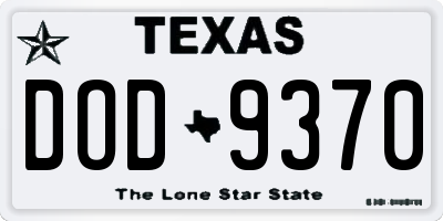 TX license plate DOD9370