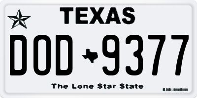 TX license plate DOD9377