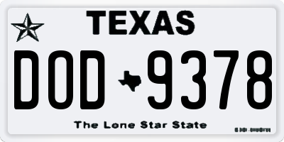 TX license plate DOD9378